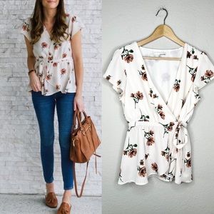June and Hudson Foral Wrap Top